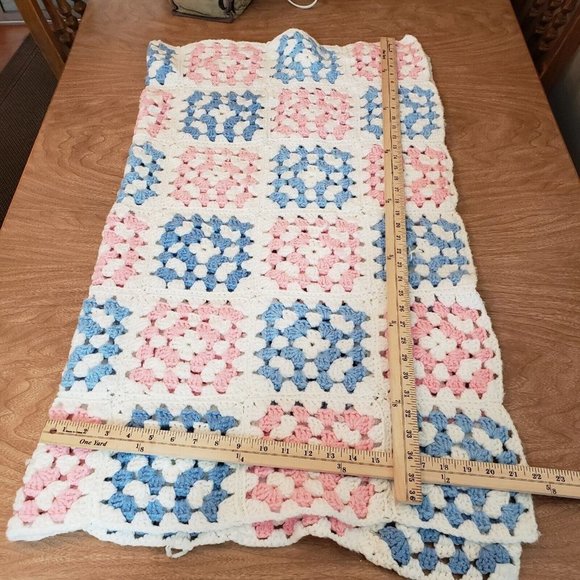 Handmade Crocheted Baby Blanket Multi Colors 36”x 44” - Picture 4 of 9